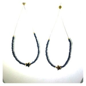 Star Crafts Gold Star and Blue Beaded Earrings